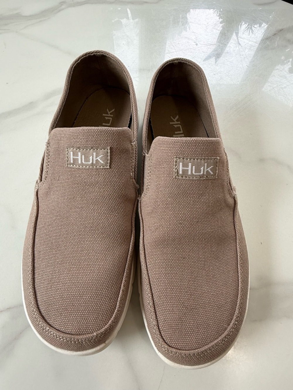 Huk Men's Slip-On Canvas Loafers in Taupe